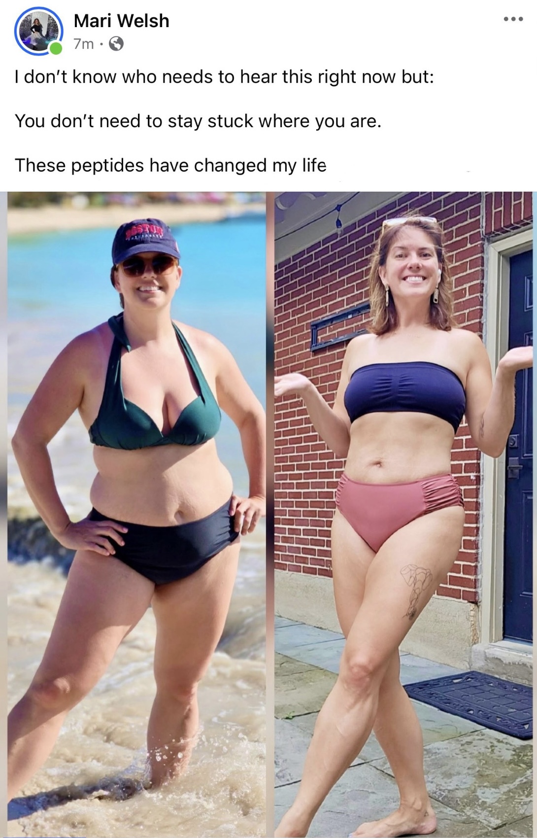 Mari's testimonial post about peptides changing her life