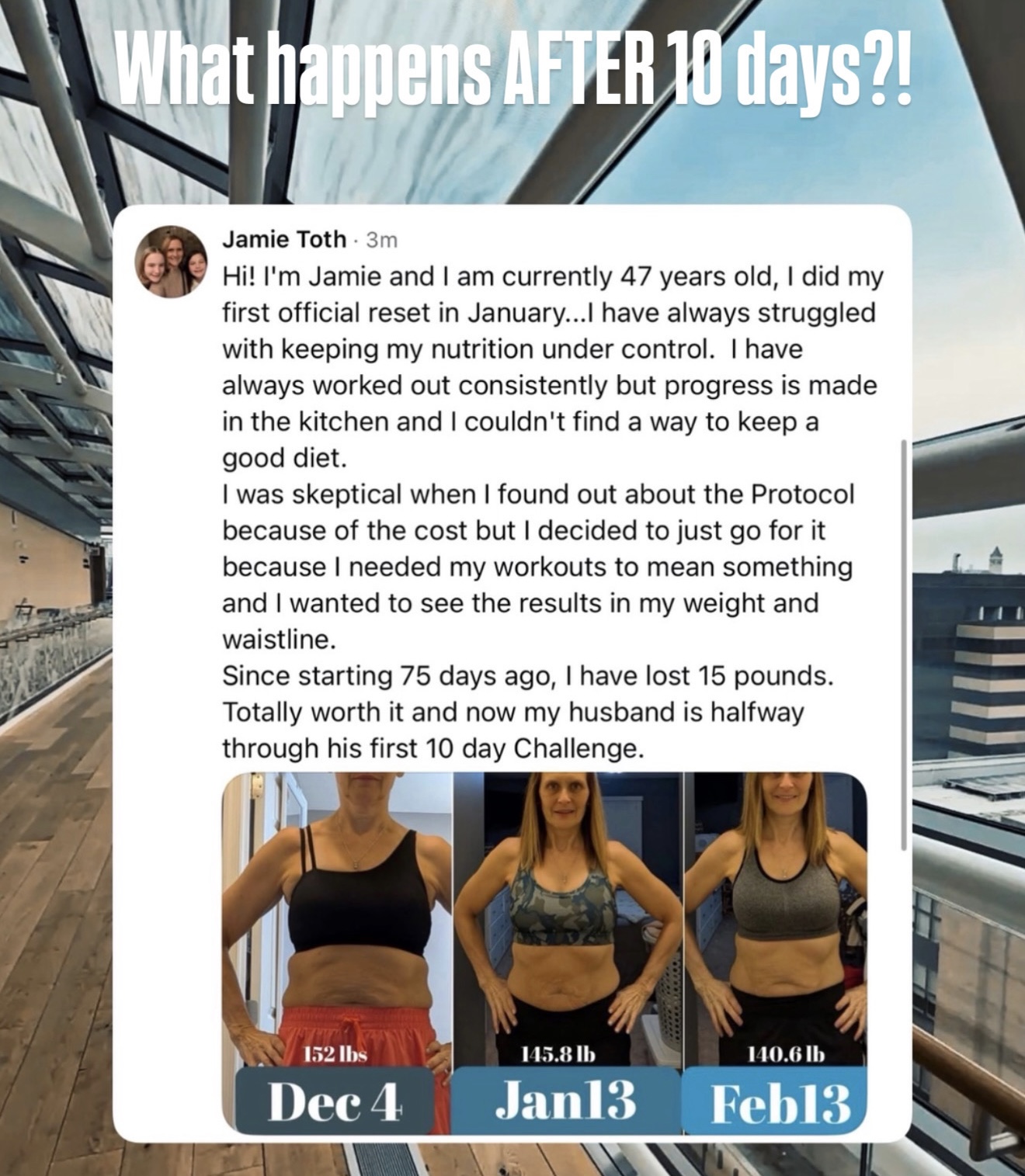 Jamie's testimonial — 15 pounds lost in 75 days with progress photos