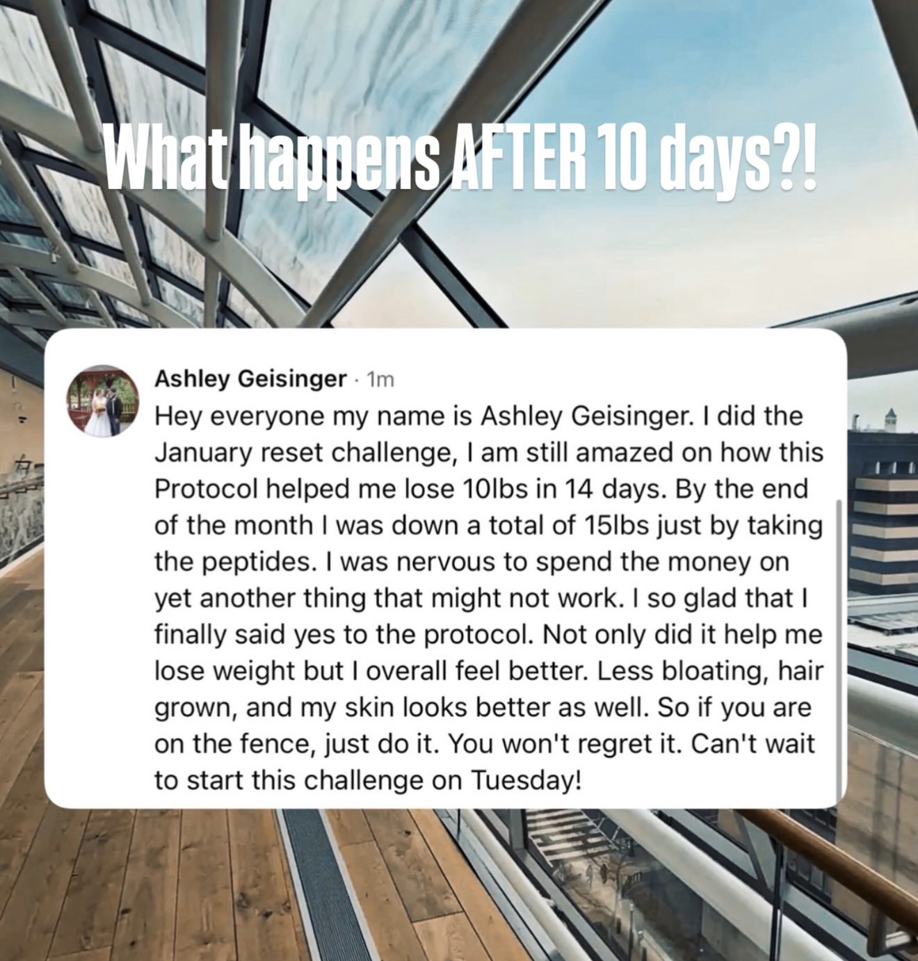 Ashley's testimonial — 15 lbs in a month plus better skin and hair
