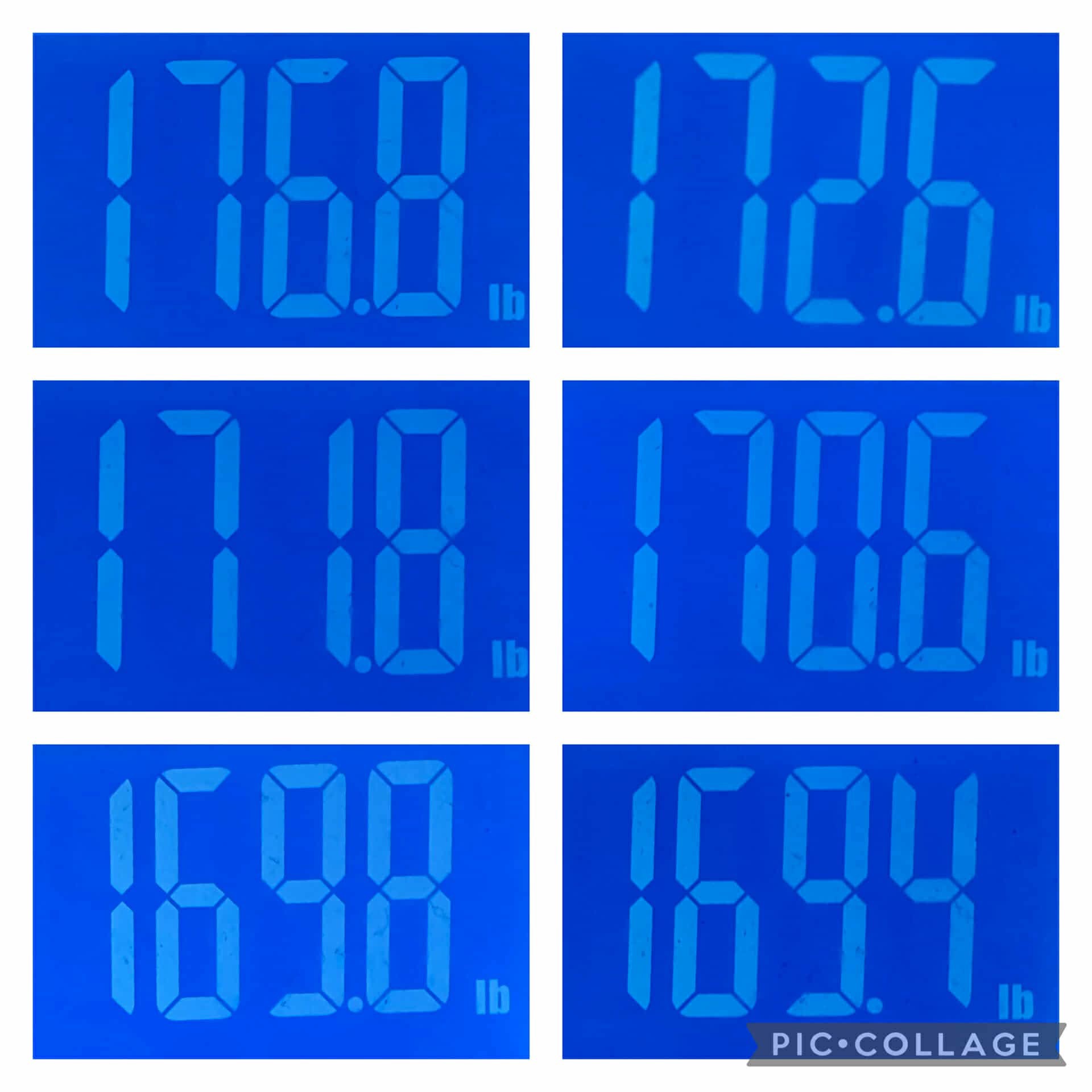 Scale results showing weight loss progression